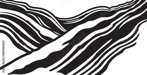 Black and white abstract wavy lines illustration design element