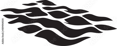 Black abstract shapes on a white background pattern design