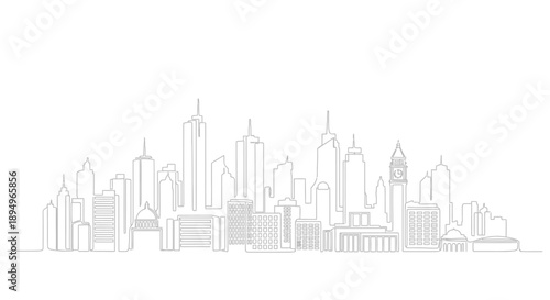 city skyline, modern buildings