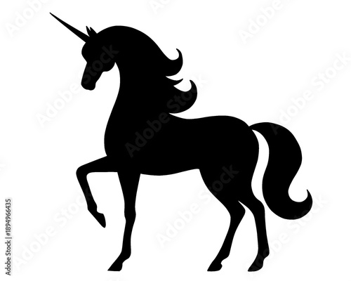 unicorn silhouette, mythological animal, vector illustration
