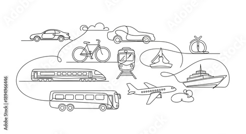 transportation modes, vehicles and vehicles icons