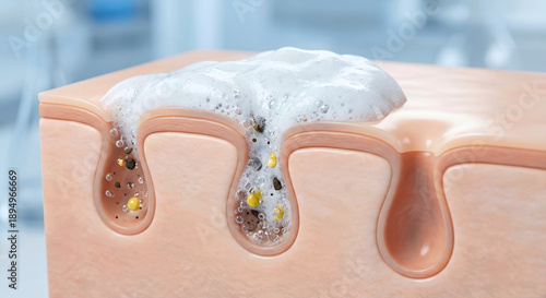 3d illustration of deep pore cleansing skincare concept