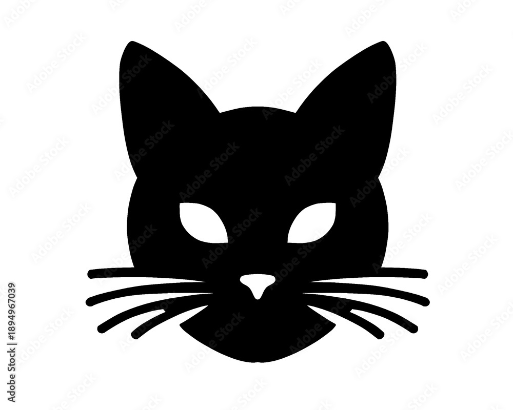 Fototapeta premium black cat head logo, simple design, vector illustration. 