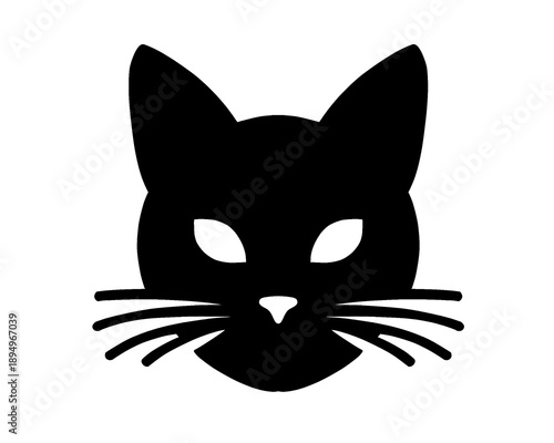 black cat head logo, simple design, vector illustration.
