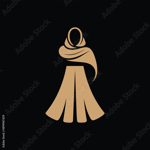 Simple golden figure in a scarf