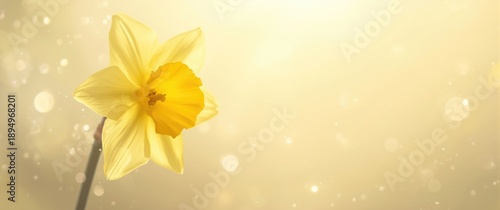 Close-Up Of Gorgeous Spring Daffodil Flower With Light Background