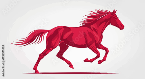 Vibrant Red Horse Galloping Gracefully Across a Plain.