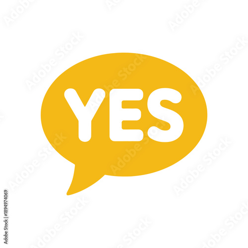 Yellow speech bubble with yes text