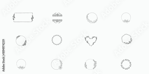 Minimalist Line Art Floral Borders and Hand Sketched Botanical Logo Templates