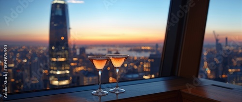 Glass of cocktails on the w...