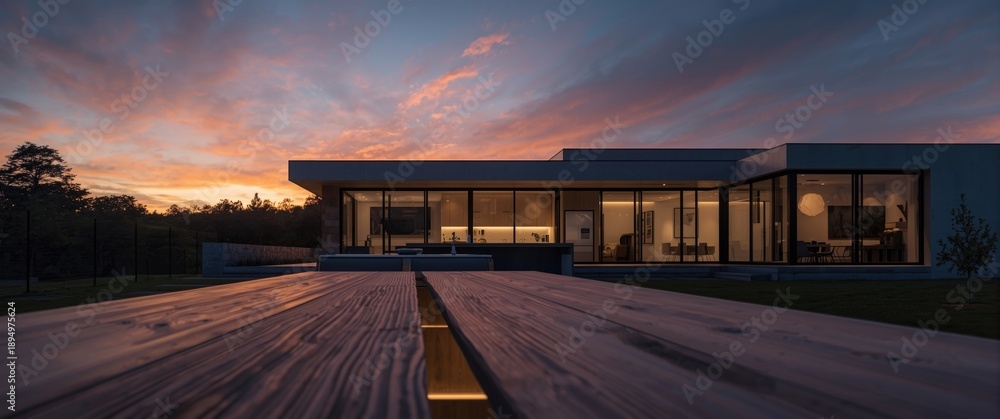 Naklejka premium Twilight sky over a new home