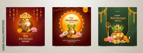 Vibrant Akshaya Tritiya celebration with golden coins and lotus flowers