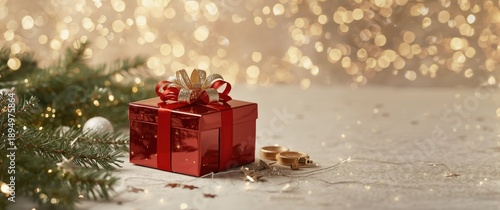 Holiday scene with gift box...