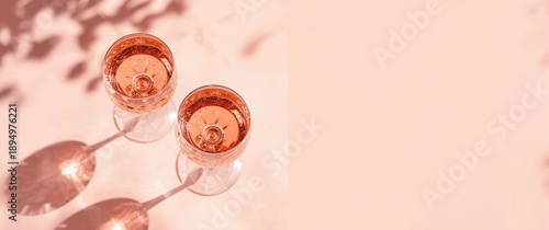 Two Rose Wine Glasses in Br...