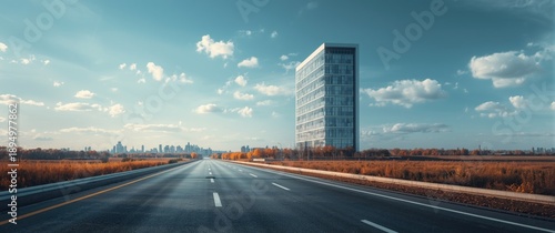 Modern city buildings and r...