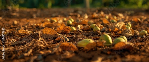 Dried Guava Leaves on Soil
