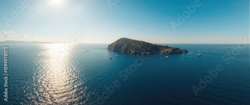 Dark blue sea with white bo...