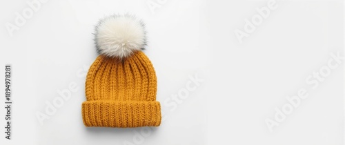Knitted mustard beanie with...