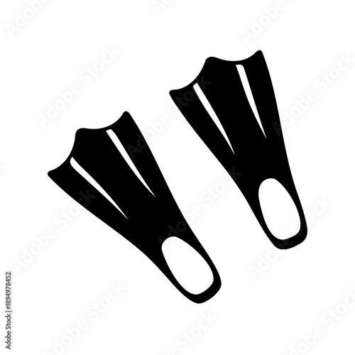 black and white illustration of a pair of flippers