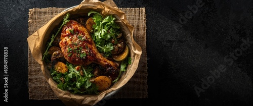 Top view of chicken steak r...