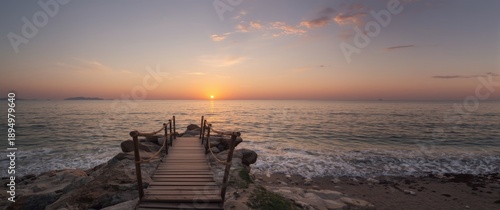 Sunset over sea salt water ...