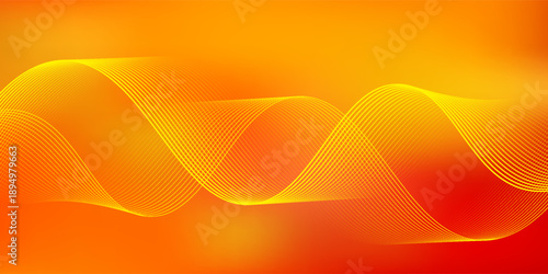 Soft gradient red, orange and yellow background with shining lines waves. Minimalist background for banner, poster, cover, brochure, flyer, website