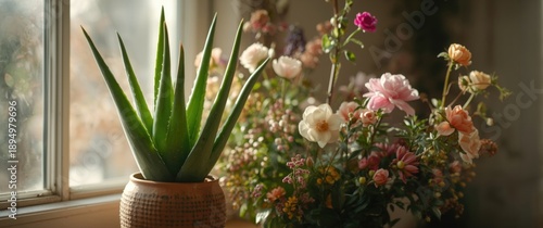 Potted Aloe vera plant set ...
