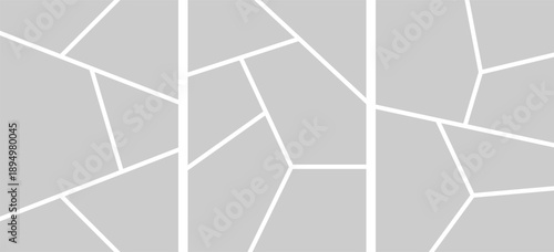 Photo collage template. Blank mosaic photography frames, abstract picture album layout mockup, mood board grid for banner, poster, comic page, social media post, poster. Vector set