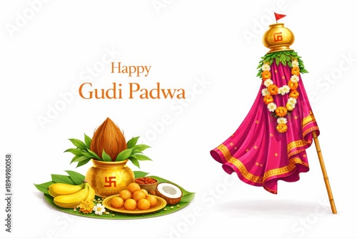 Vibrant Gudi Padwa celebration with traditional elements