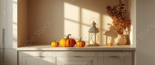 Autumn ambiance with pumpki...
