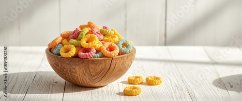 Colorful corn rings served ...