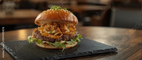 Plant-based steak burger wi...