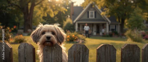 Sweet dog gazing over the f...
