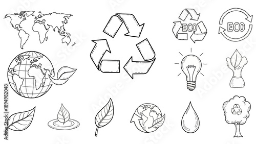 Eco Friendly Icons Set for Sustainability.