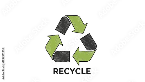 Recycle Symbol with Batteries and Arrows.