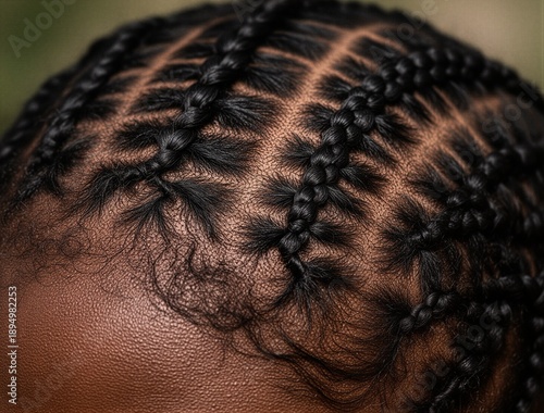 Intricate cornrow braids on african child's head showcasing traditional style