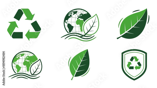 Green Icons Representing Eco Friendly Concepts.