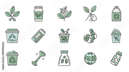 Recycling Icons Set for Environmental Awareness.