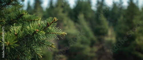 Spring green fir tree branc...