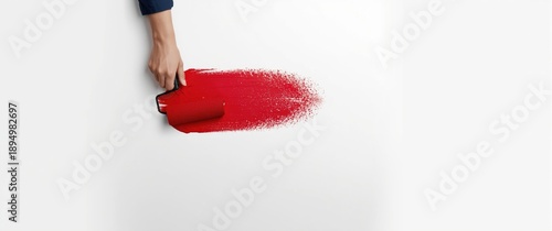 Red color hand painting wit...