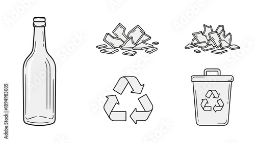 Recycling Symbols and Waste Management Icons.