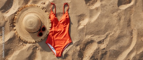 Flat lay of summer essentia...