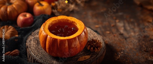 Warm mulled wine inside a p...