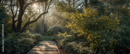 Garden walkway bordered by ...
