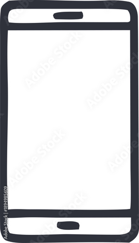 Smartphone Icon: Simple line drawing of a mobile phone, emphasizing the minimalist aesthetic of modern technology, ready for integration into any design.