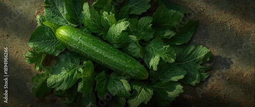 Whole fresh cucumber placed...