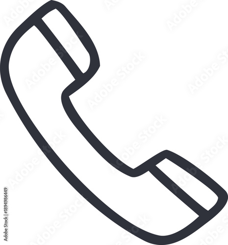 Phone handset Icon: A simple line art illustration of a telephone handset.