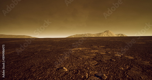 Photos rugged volcanic plain beneath stormy sky, expansive dark basalt rocks scattered