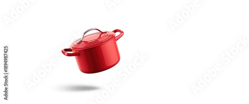 Flying red cooking pot on w...