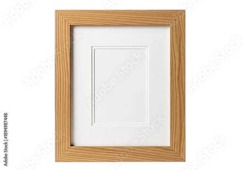 Wooden Picture Frame with White Mat on Black Background